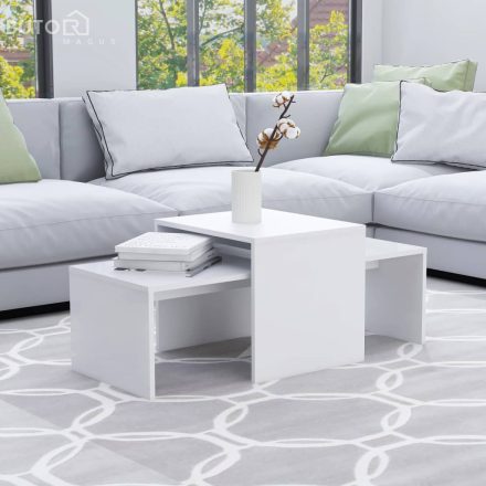 vidaXL fehér szerelt fa dohányzóasztal szett 100 x 48 x 40 cm