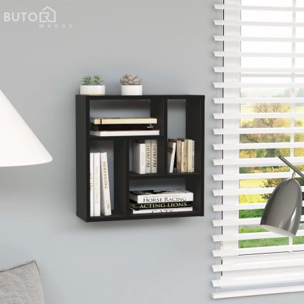 vidaXL fekete szerelt fa fali polc 45,1 x 16 x 45,1 cm