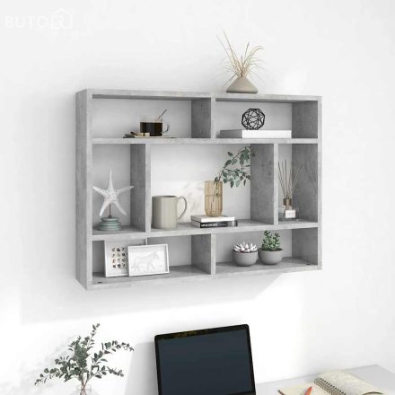 vidaXL betonszürke szerelt fa fali polc 75 x 16 x 55 cm