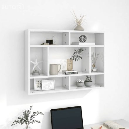 vidaXL magasfényű fehér szerelt fa fali polc 75 x 16 x 55 cm