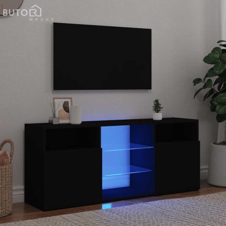 vidaXL fekete TV-szekrény LED-lámpákkal 120 x 30 x 50 cm