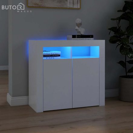 vidaXL fehér tálalószekrény LED-világítással 80 x 35 x 75 cm