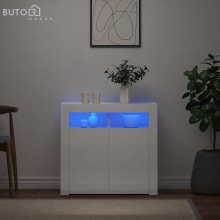 vidaXL magasfényű fehér tálalószekrény LED-lámpákkal 80 x 35 x 75 cm