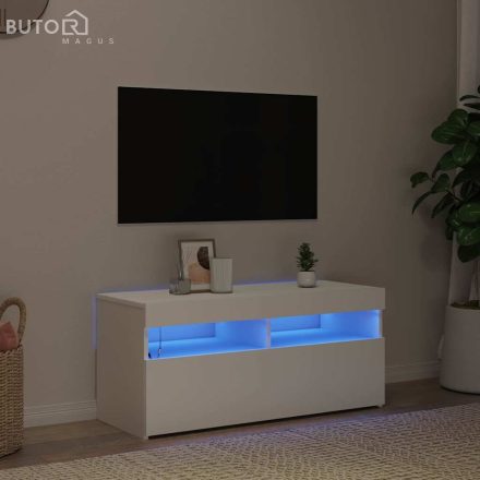 vidaXL fehér TV-szekrény LED-lámpákkal 90 x 35 x 40 cm