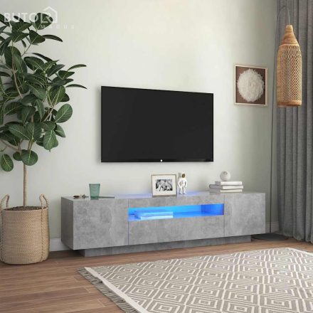 vidaXL betonszürke TV-szekrény LED-lámpákkal 160 x 35 x 40 cm