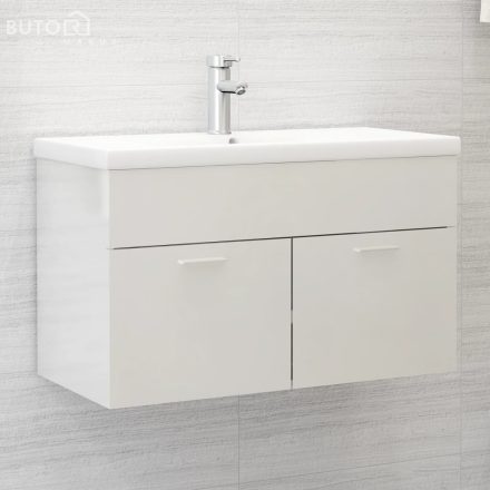 vidaXL magasfényű fehér szerelt fa mosdószekrény 80 x 38,5 x 46 cm