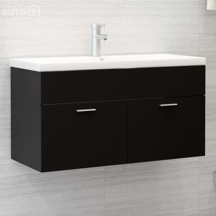 vidaXL fekete szerelt fa mosdószekrény 90 x 38,5 x 46 cm