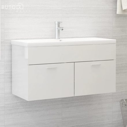 vidaXL magasfényű fehér szerelt fa mosdószekrény 90 x 38,5 x 46 cm