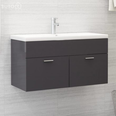 vidaXL magasfényű szürke szerelt fa mosdószekrény 90 x 38,5 x 46 cm