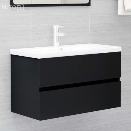 vidaXL fekete szerelt fa mosdószekrény 80 x 38,5 x 45 cm