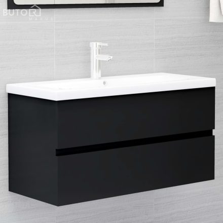 vidaXL fekete szerelt fa mosdószekrény 90 x 38,5 x 45 cm