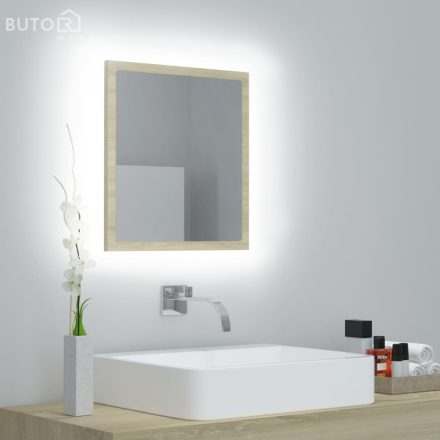 vidaXL sonoma tölgy akril LED-es fürdőszobai tükör 40x8,5x37 cm
