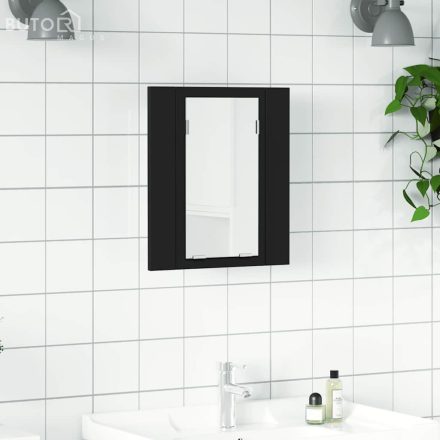 vidaXL fekete akril LED-es fürdőszobaszekrény tükörrel 40x12x45 cm