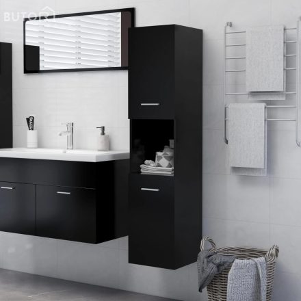 vidaXL fekete szerelt fa fürdőszobaszekrény 30 x 30 x 130 cm