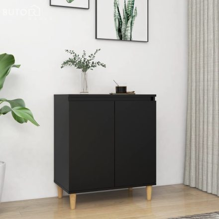 vidaXL fekete szerelt fa tálalószekrény tömör falábakkal 60x35x70 cm