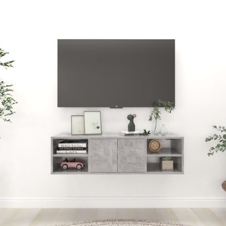 vidaXL betonszürke szerelt fa fali polc 102 x 30 x 29 cm