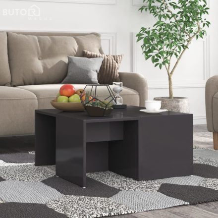 vidaXL 4 db magasfényű szürke szerelt fa dohányzóasztal 33x33x33 cm