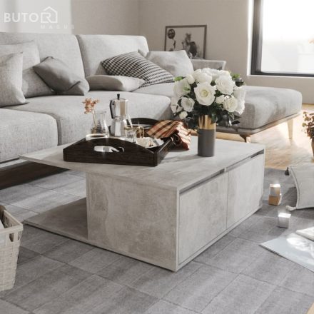 vidaXL betonszürke szerelt fa dohányzóasztal 80 x 80 x 31 cm