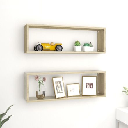 vidaXL 2 db sonoma tölgy színű szerelt fa fali polc 80 x 15 x 26,5 cm