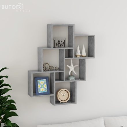 vidaXL betonszürke szerelt fa négyszögű fali polc 78 x 15 x 93 cm