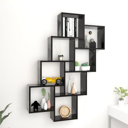 vidaXL fekete szerelt fa négyszögű fali polc 90 x 15 x 119 cm