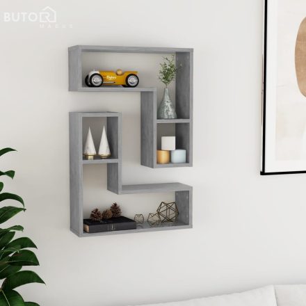 vidaXL 2 db betonszürke szerelt fa fali polc 50 x 15 x 50 cm