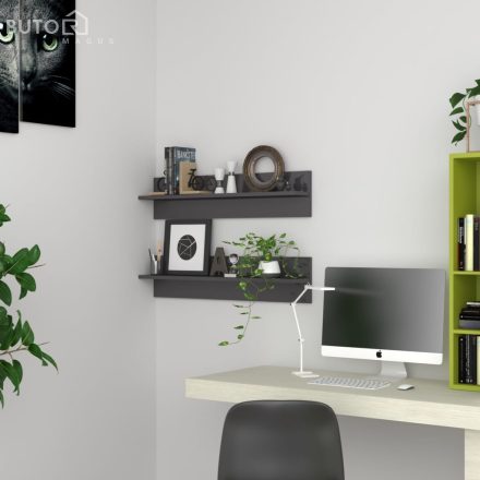 vidaXL 2 db magasfényű szürke szerelt fa fali polc 80 x 11,5 x 18 cm