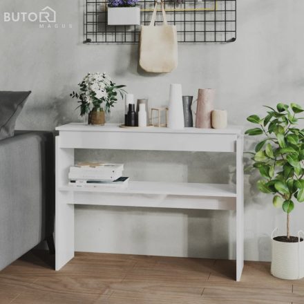 vidaXL magasfényű fehér szerelt fa tálalóasztal 102 x 30 x 80 cm
