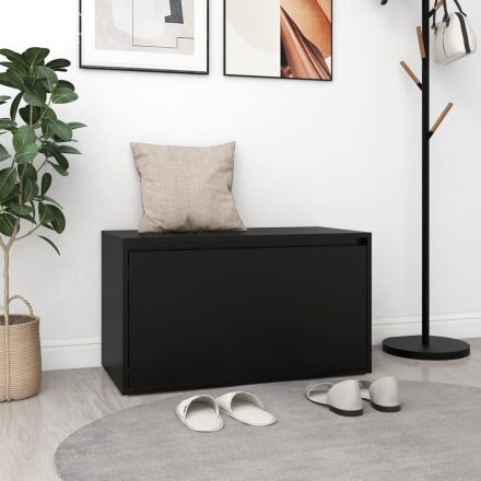 vidaXL fekete szerelt fa előszoba pad 80 x 40 x 45 cm