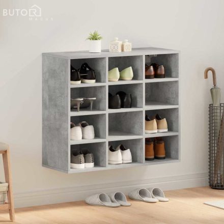 vidaXL Cipőszekrény polcokkal Beton szürke 77.5 x 30 x 67 cm Faanyag