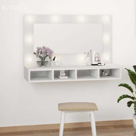 vidaXL fehér tükrös szekrény LED-ekkel 90x31,5x62 cm
