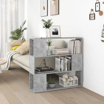 vidaXL betonszürke szerelt fa térelválasztó könyvszekrény 100x24x94 cm