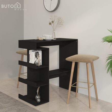 vidaXL fekete szerelt fa bárasztal tárolópolccal 100 x 50 x 101,5 cm