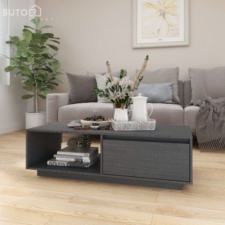 vidaXL szürke tömör fenyőfa dohányzóasztal 110 x 50 x 33,5 cm