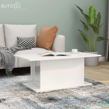 vidaXL magasfényű fehér szerelt fa dohányzóasztal 102x55,5x40 cm