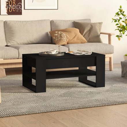 vidaXL fekete szerelt fa dohányzóasztal 102x55x45 cm