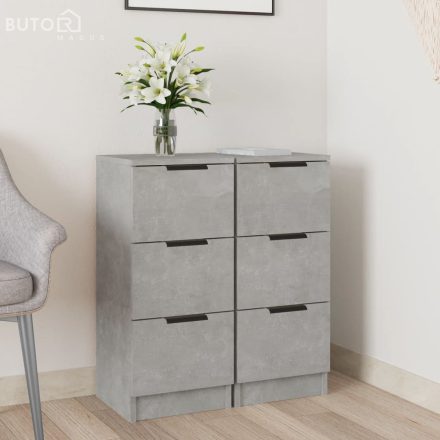vidaXL 2 db betonszürke szerelt fa tálalóasztal 30 x 30 x 70 cm