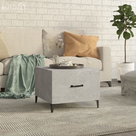 vidaXL betonszürke dohányzóasztal fémlábakkal 50 x 50 x 40 cm