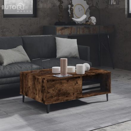 vidaXL füstös tölgy színű fatermék dohányzóasztal 90 x 60 x 35 cm