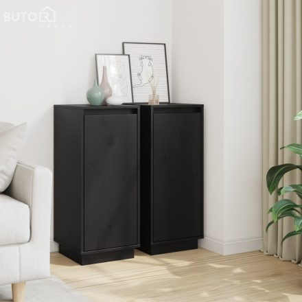 vidaXL 2 db fekete tömör fenyőfa tálalószekrény 31,5 x 34 x 75 cm