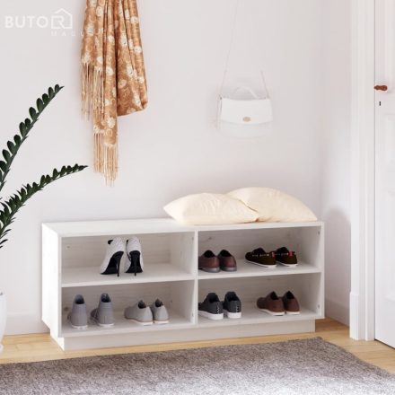 vidaXL fehér tömör fenyőfa cipőszekrény 110 x 34 x 45 cm