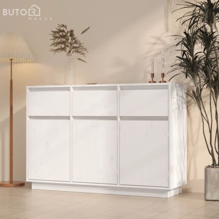 vidaXL fehér tömör fenyőfa tálalószekrény 110 x 34 x 75 cm