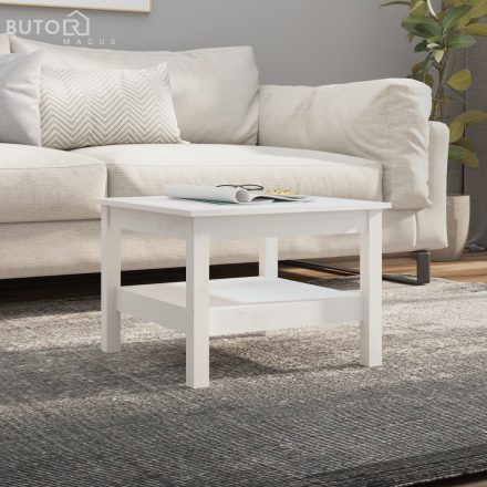vidaXL fehér tömör fenyőfa dohányzóasztal 55 x 55 x 40 cm