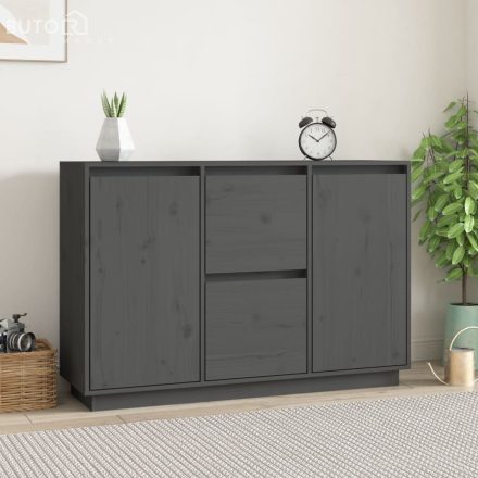 vidaXL szürke tömör fenyőfa tálalószekrény 111 x 34 x 75 cm