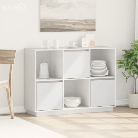 vidaXL fehér tömör fenyőfa tálalószekrény 110,5x35x80 cm