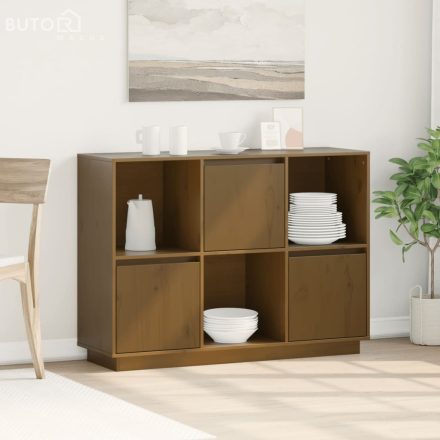 vidaXL mézbarna tömör fenyőfa tálalószekrény 110,5x35x80 cm