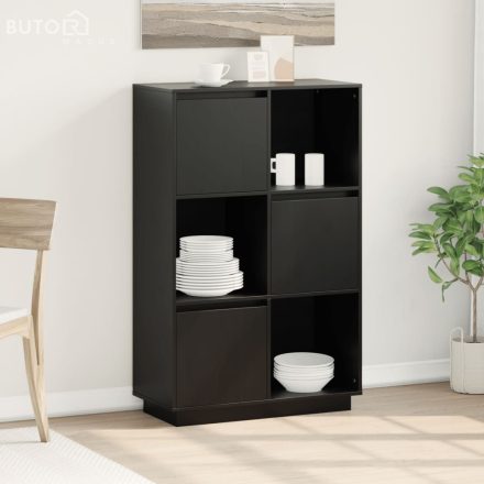 vidaXL fekete tömör fenyőfa magasszekrény 74x35x117 cm