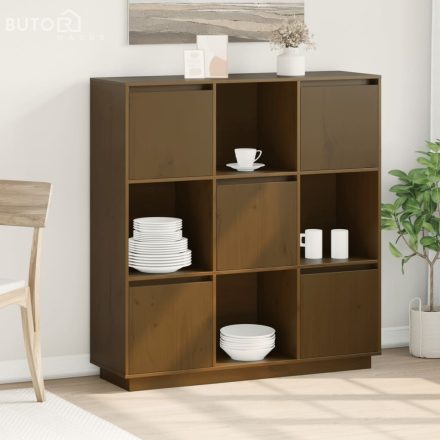 vidaXL mézbarna tömör fenyőfa magasszekrény 110,5x35x117 cm