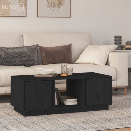 vidaXL fekete tömör fenyőfa dohányzóasztal 110x50x40 cm