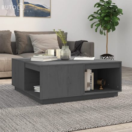 vidaXL szürke tömör fenyőfa dohányzóasztal 100 x 101 x 40,5 cm